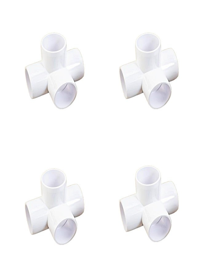 Aitchcy 4 Way PVC Elbow for 20mm to 21mm Outer Diameter Pipes Only | Heavy Duty 4 Way Connector for Furniture & DIY | 4 Way PVC Pipe Joint (Not for CPVC or 23mm+ OD Pipe) (Pack of 4) - Image 1